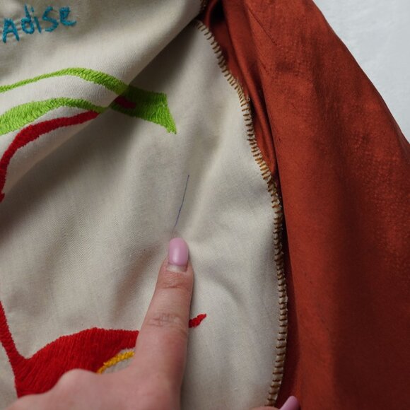 MayaBags Hand-Embroidered Bird of Paradise Bamboo Handle Tote Bag‎ - Picture 9 of 10